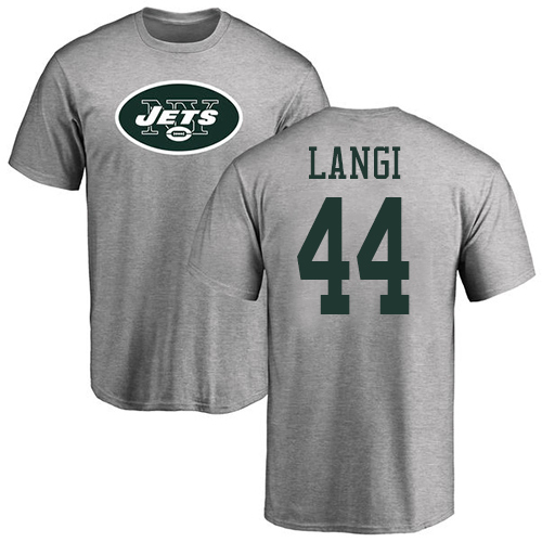 New York Jets Men Ash Harvey Langi Name and Number Logo NFL Football #44 T Shirt